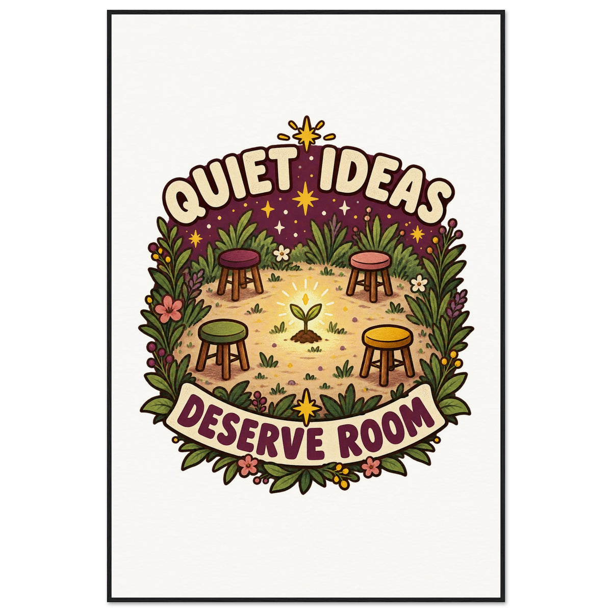 Quiet Ideas Deserve Room - 100x150 cm, Museum-Quality Matte Paper Wooden Framed Poster, Black frame - Quip & Grain