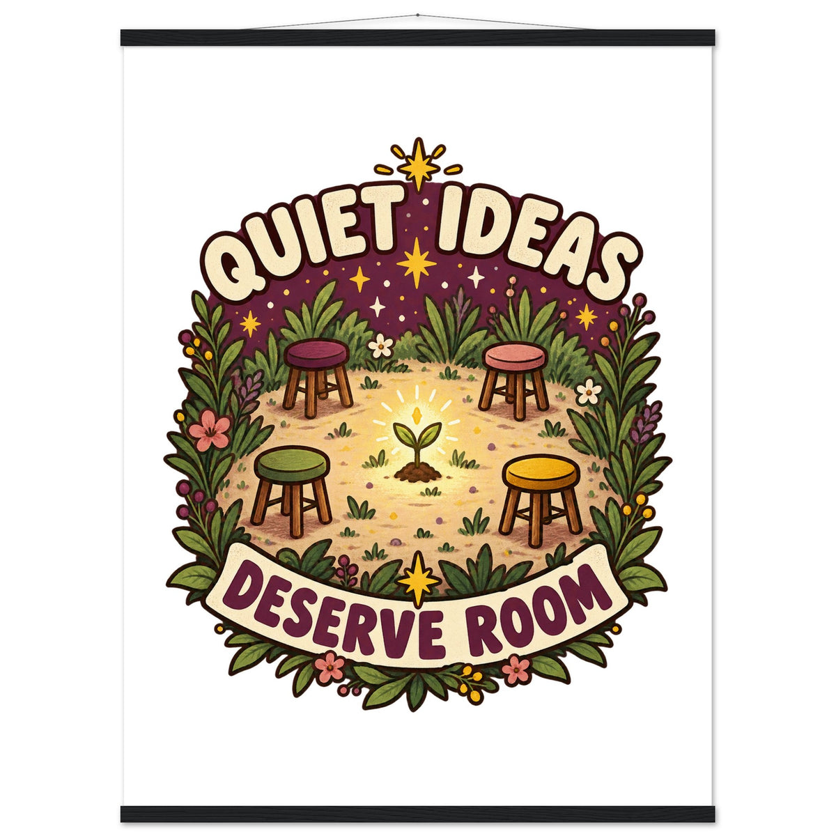 Quiet Ideas Deserve Room - 75x100 cm, Classic Matte Paper Poster with Hanger, Black wall hanger - Quip & Grain