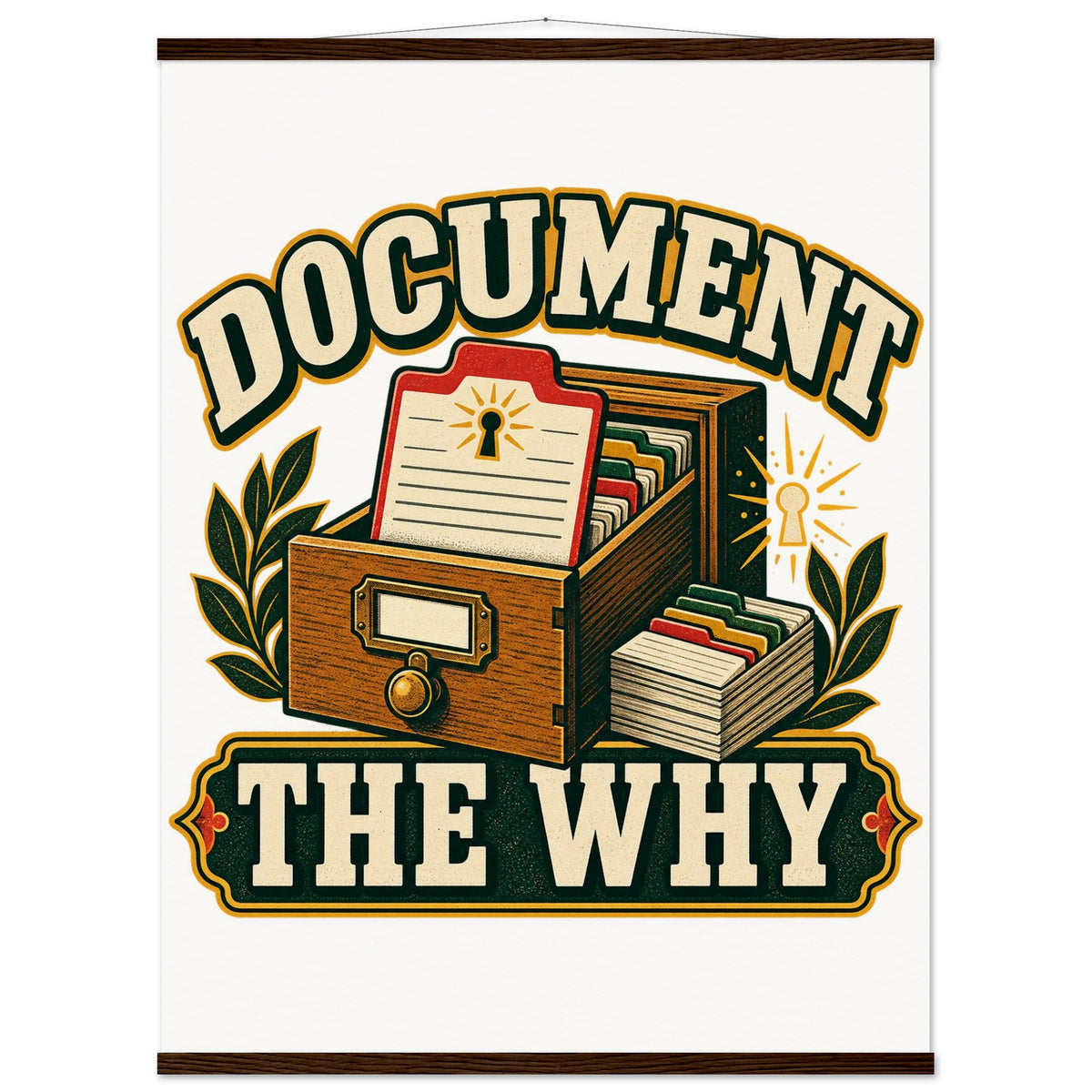 Document the Why - 75x100 cm, Museum-Quality Matte Paper Poster with Hanger, Dark wood wall hanger - Quip & Grain
