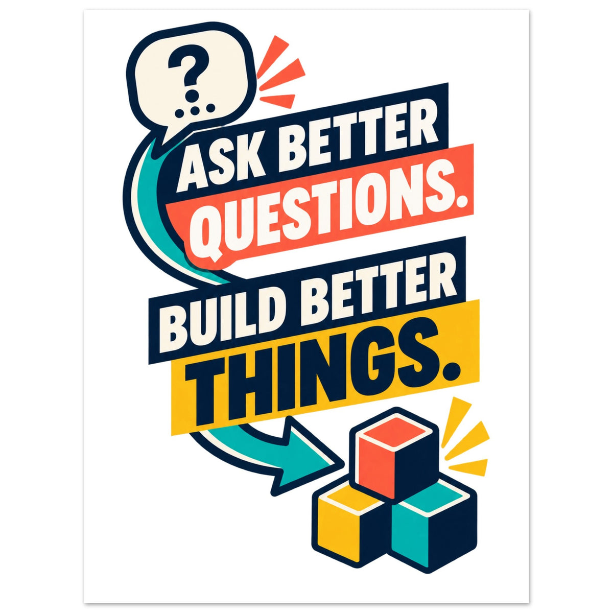 Ask Better Questions, Build Better Things - 75x100 cm, Classic Semi-Glossy Paper Poster - Quip & Grain