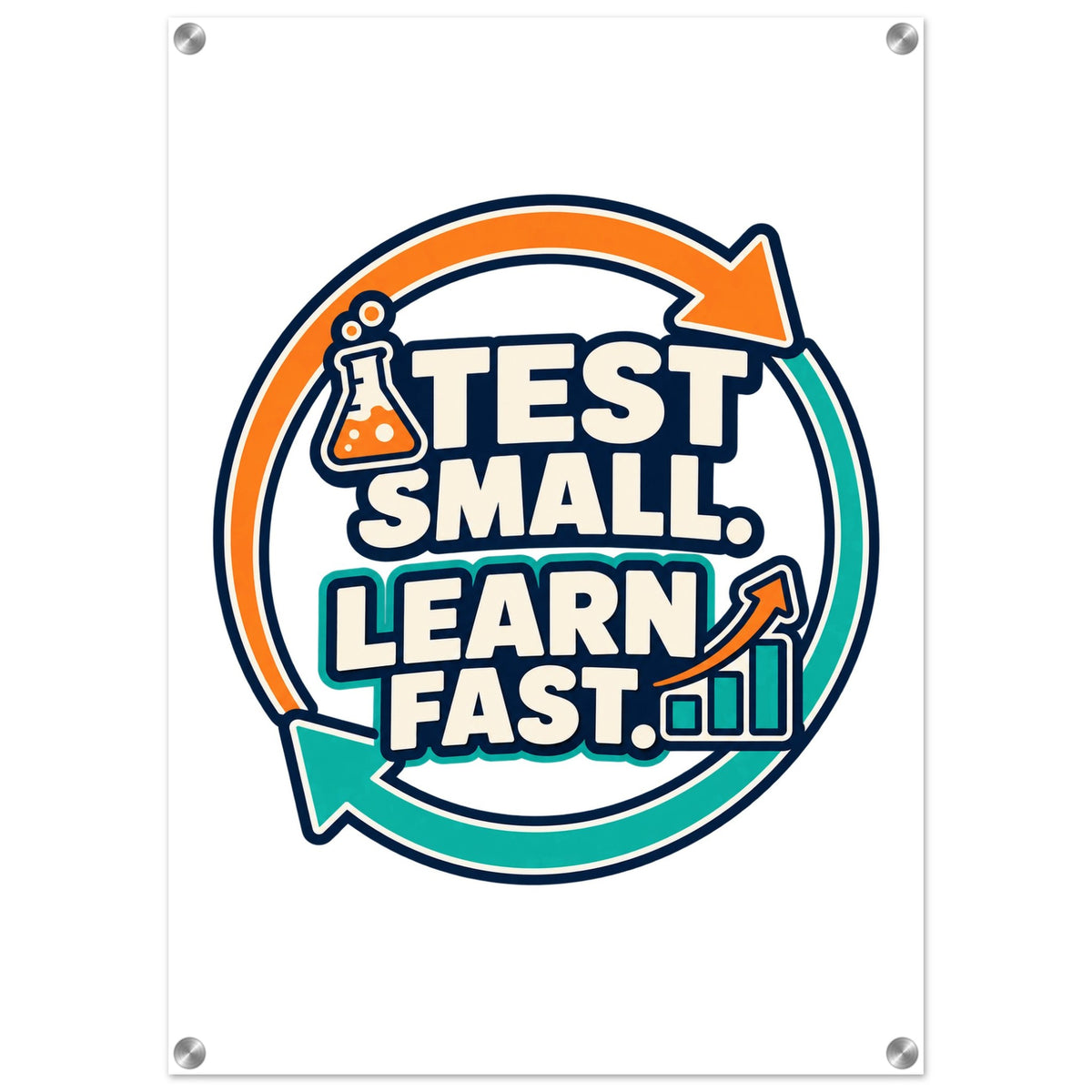 Test Small, Learn Fast - 50x70 cm, Acrylic Print - Quip & Grain
