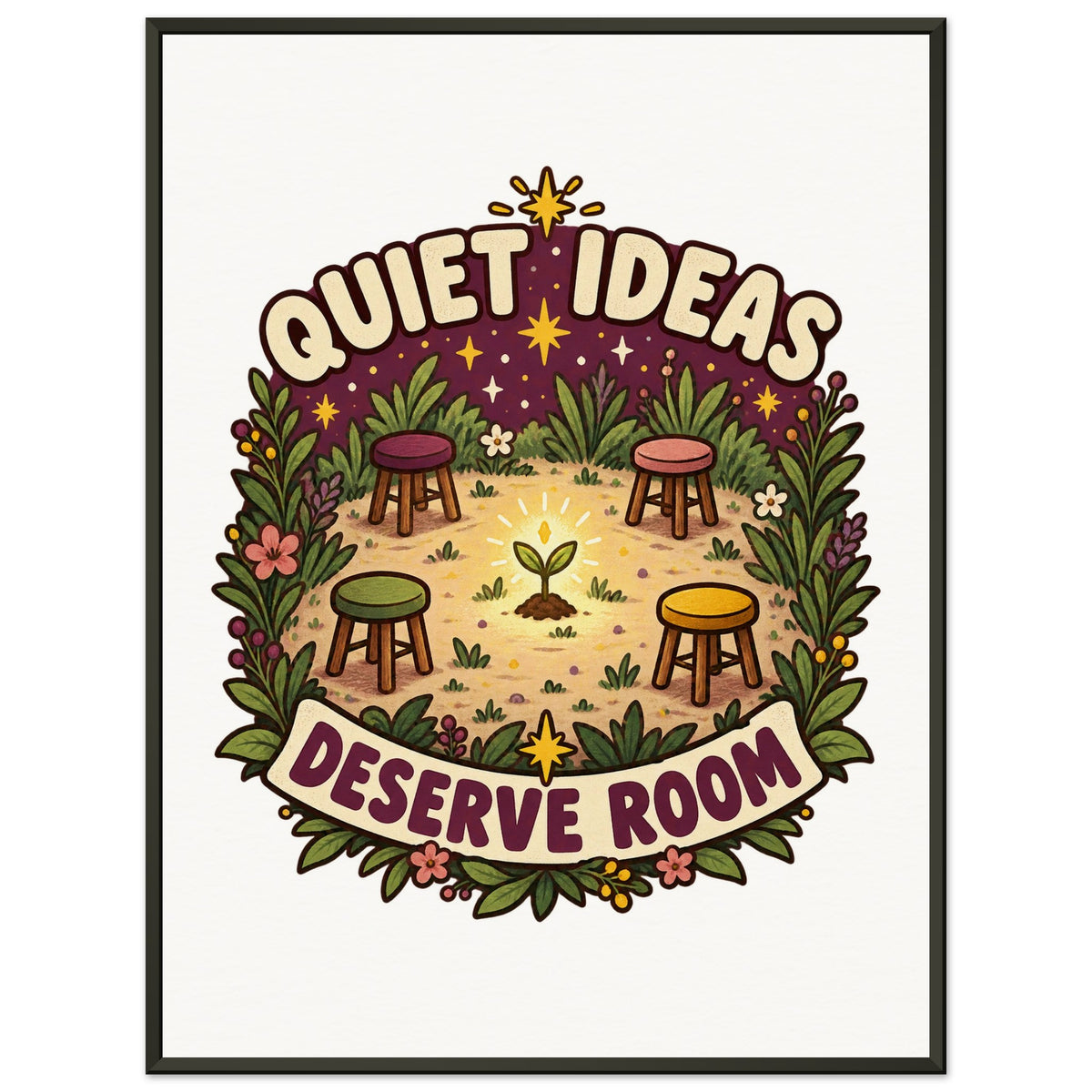 Quiet Ideas Deserve Room - 45x60 cm, Museum-Quality Matte Paper Metal Framed Poster, Black frame - Quip & Grain