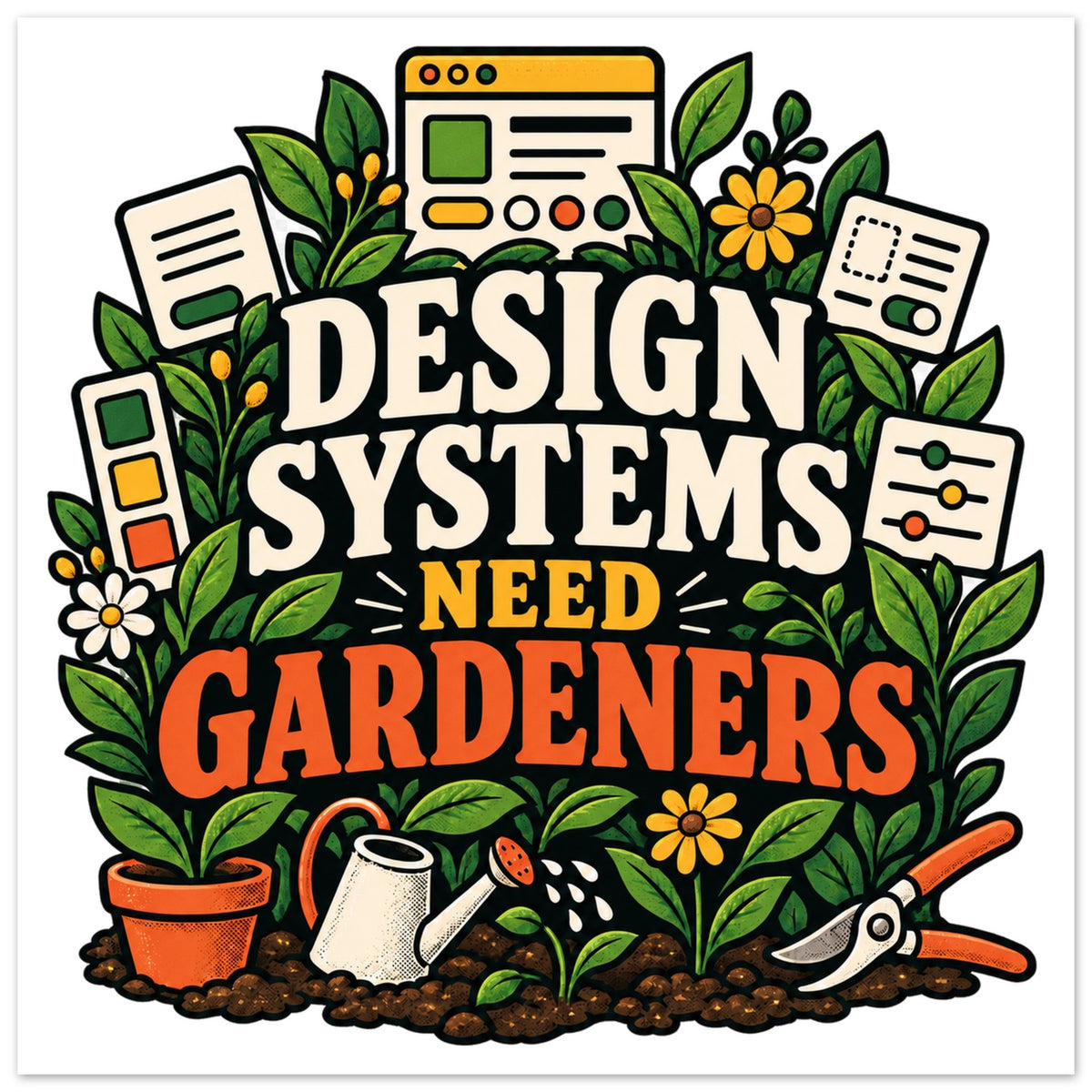 Design Systems Need Gardeners, 60x60 cm foam square, by Quip & Grain