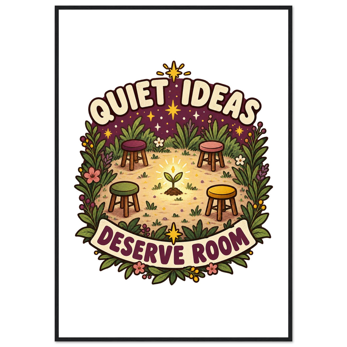 Quiet Ideas Deserve Room - 70x100 cm, Classic Matte Paper Wooden Framed Poster, Black frame - Quip & Grain