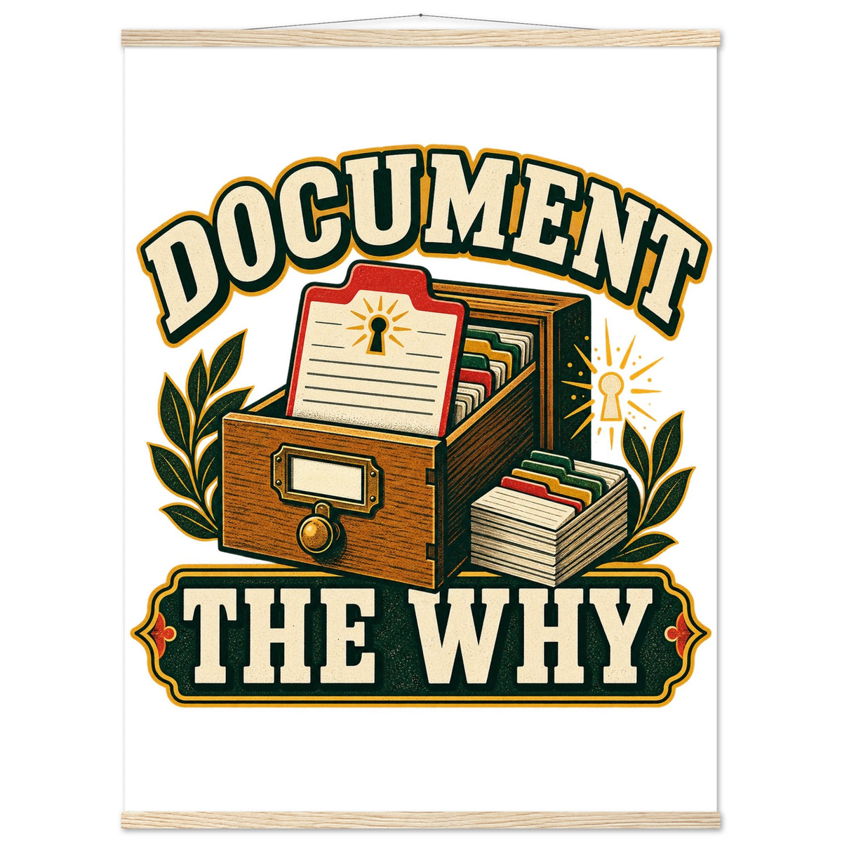 Document the Why - 75x100 cm, Classic Semi-Glossy Paper Poster with Hanger, Natural wood wall hanger - Quip & Grain