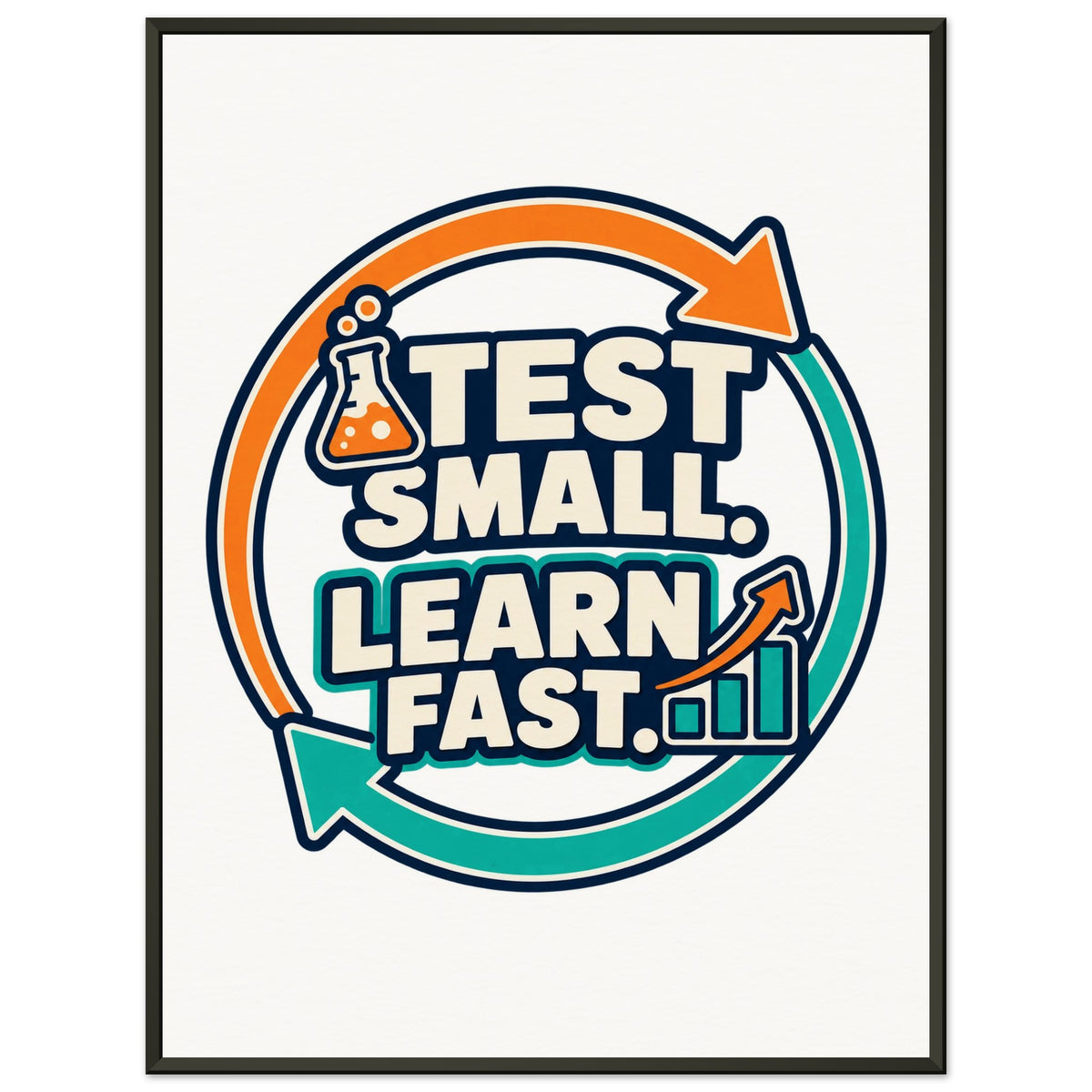 Test Small, Learn Fast - 45x60 cm, Museum-Quality Matte Paper Metal Framed Poster, Black frame - Ready-to-hang - Quip & Grain