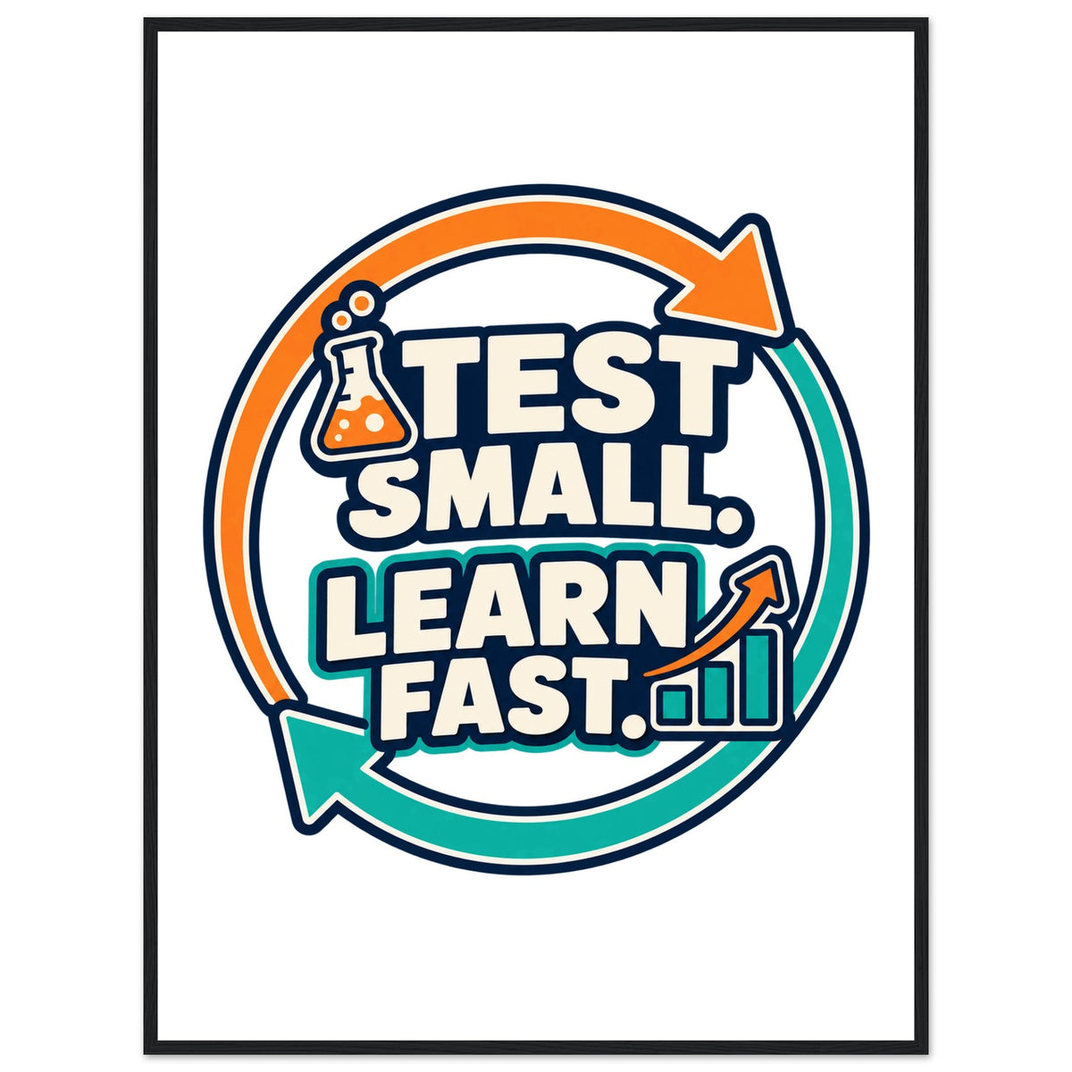 Test Small, Learn Fast - 75x100 cm, Fine Art Framed Poster, Black frame - Not assembled - Quip & Grain
