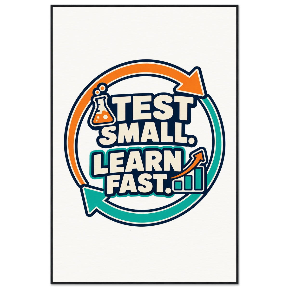Test Small, Learn Fast - 100x150 cm, Museum-Quality Matte Paper Wooden Framed Poster, Black frame - Ready-to-hang - Quip & Grain