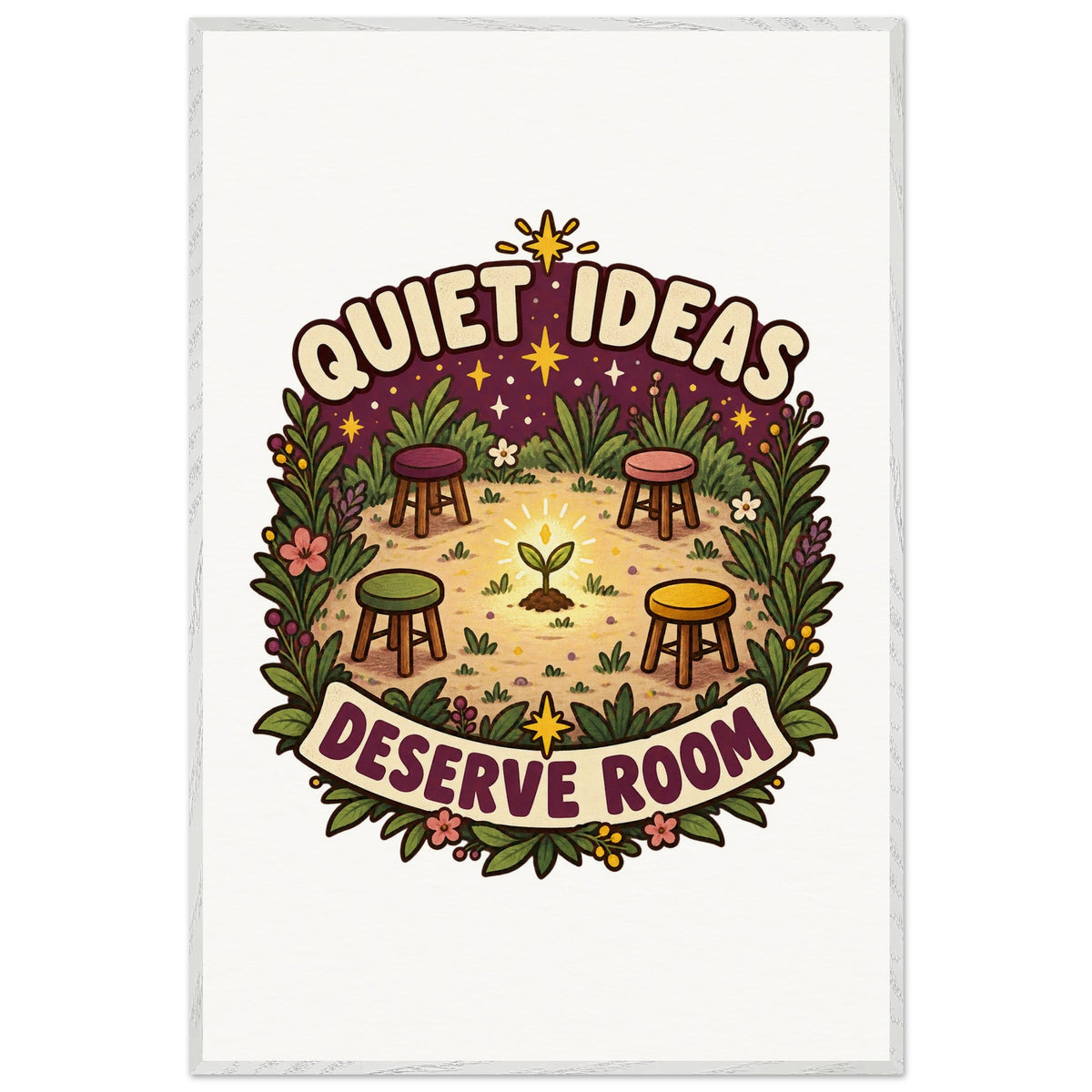 Quiet Ideas Deserve Room - 100x150 cm, Premium Wooden Framed Poster With Museum-Quality Matte Paper, White frame - Quip & Grain
