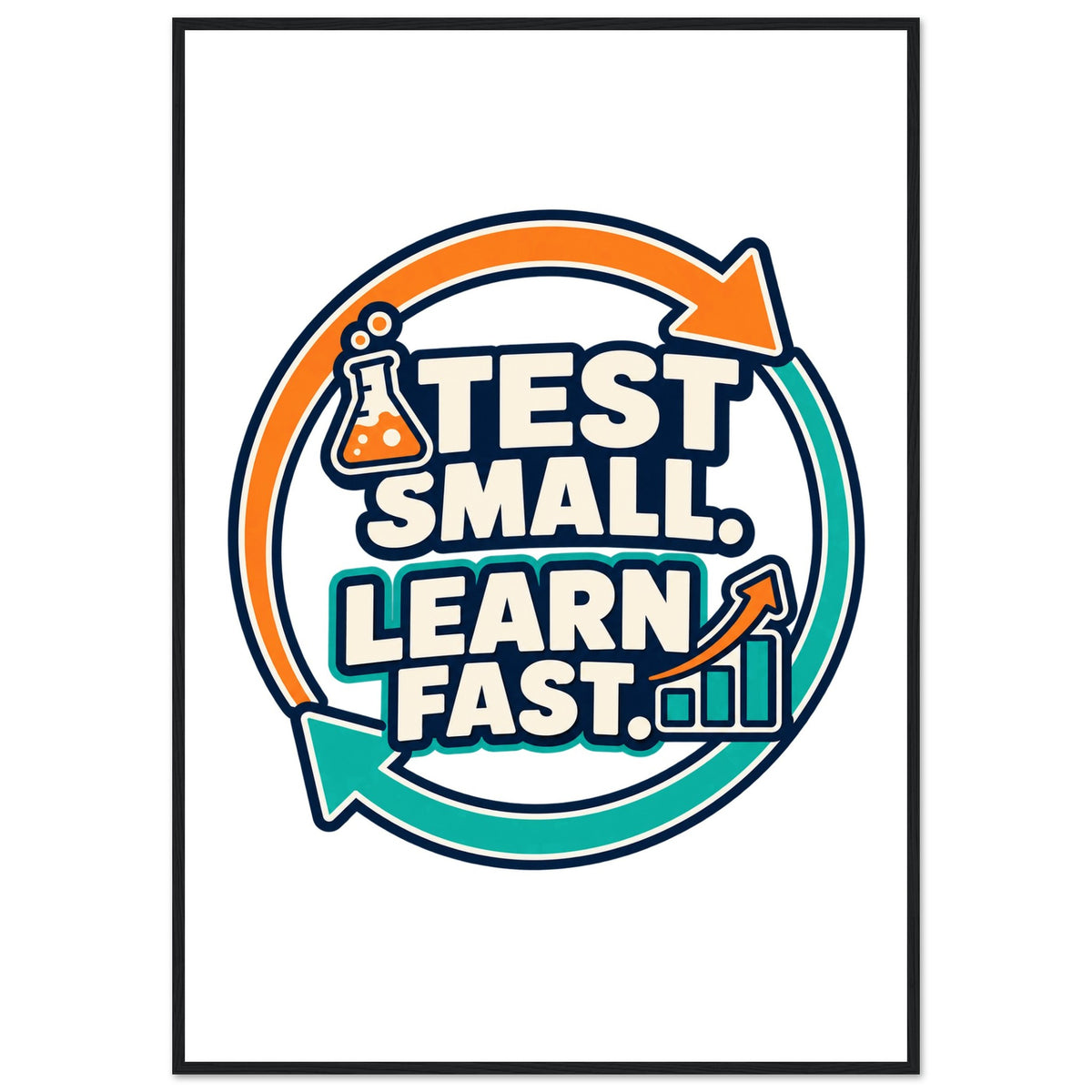 Test Small, Learn Fast - 70x100 cm, Classic Matte Paper Wooden Framed Poster, Black frame - Ready-to-hang - Quip & Grain