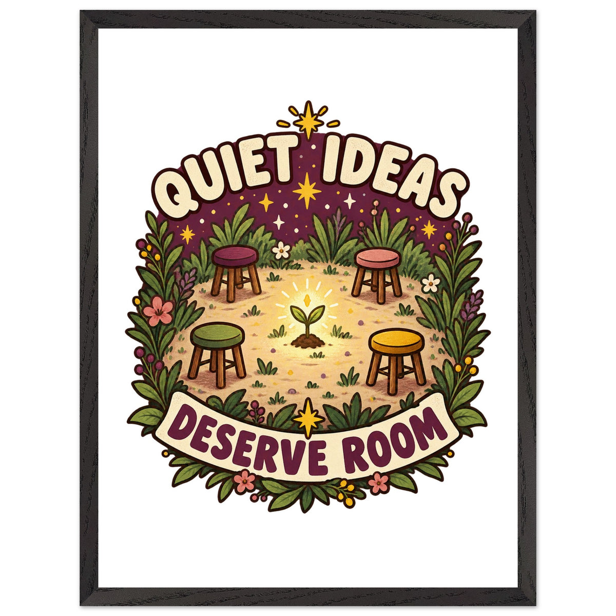Quiet Ideas Deserve Room - 45x60 cm, Premium Wooden Framed Poster With Premium Matte Paper, Black frame - Quip & Grain