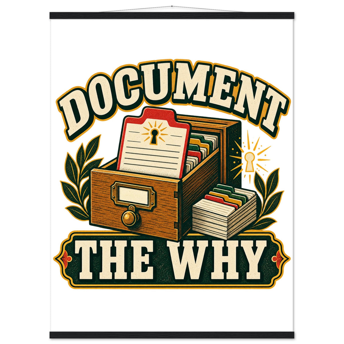 Document the Why - 75x100 cm, Premium Semi-Glossy Paper Poster with Hanger, Black wall hanger - Quip & Grain