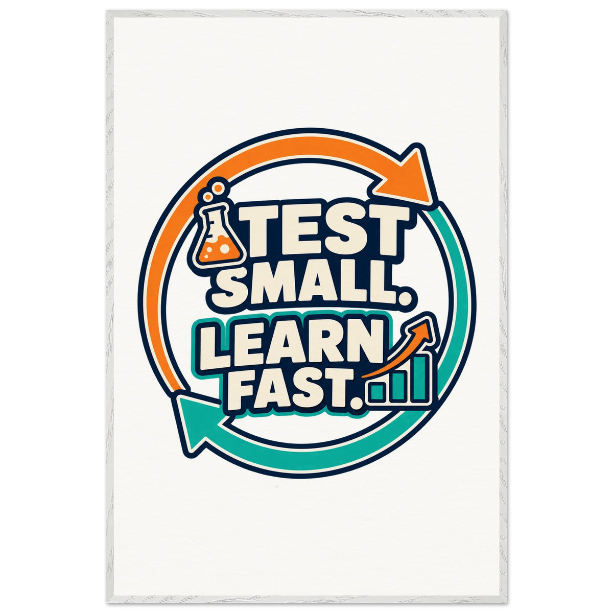 Test Small, Learn Fast - 100x150 cm, Premium Wooden Framed Poster With Museum-Quality Matte Paper, White frame - Ready-to-hang - Quip & Grain
