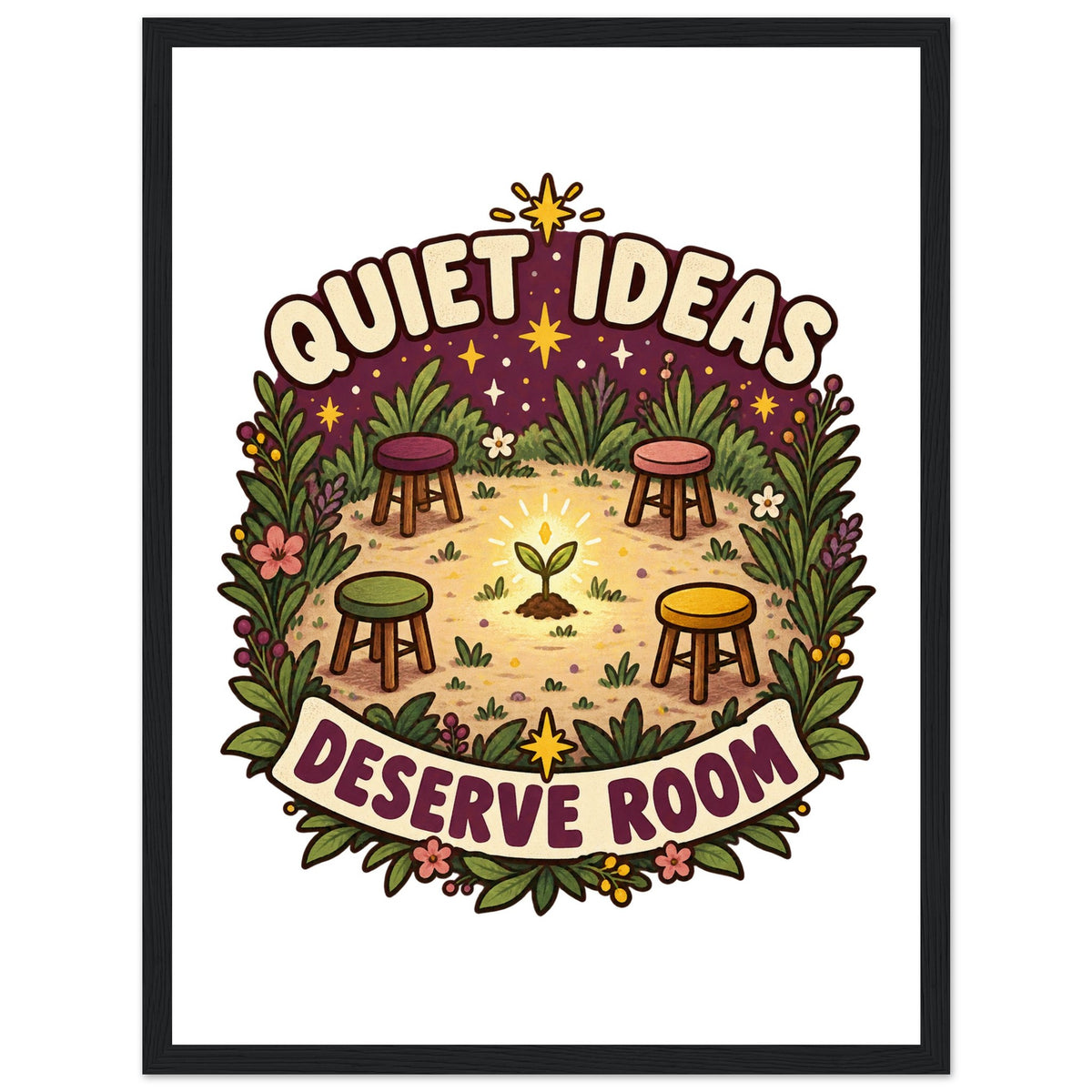 Quiet Ideas Deserve Room - 30x40 cm, Premium Matte Paper Wooden Framed Poster, Black frame - Quip & Grain