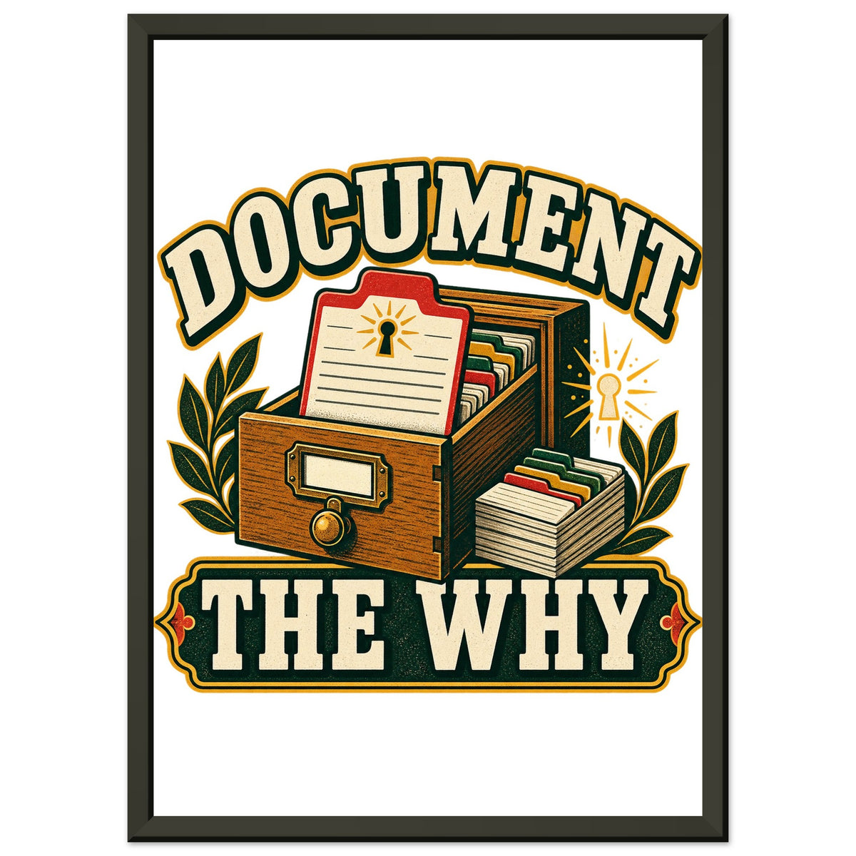Document the Why - 21x29.7 cm, Classic Semi-Glossy Paper Metal Framed Poster, Black frame - Quip & Grain