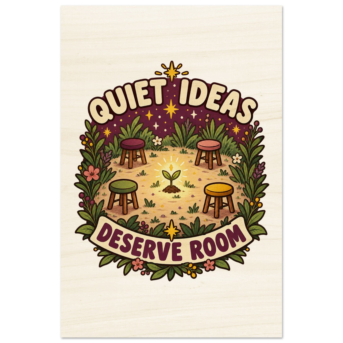 Quiet Ideas Deserve Room - 20x30 cm, Wood Prints - Quip & Grain