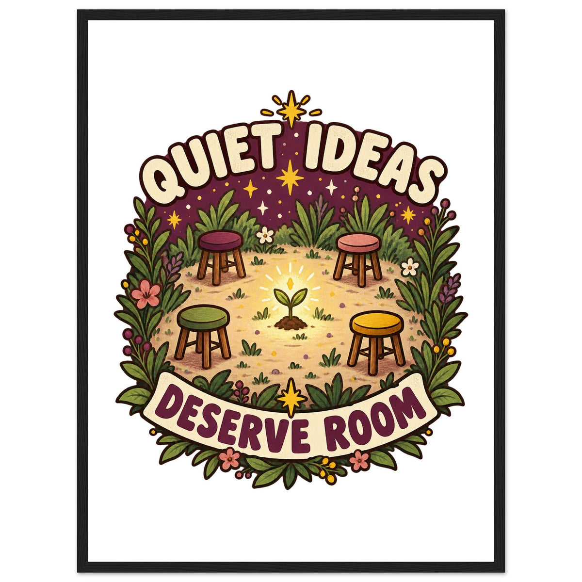 Quiet Ideas Deserve Room - 45x60 cm, Premium Semi-Glossy Paper Wooden Framed Poster, Black frame - Quip & Grain