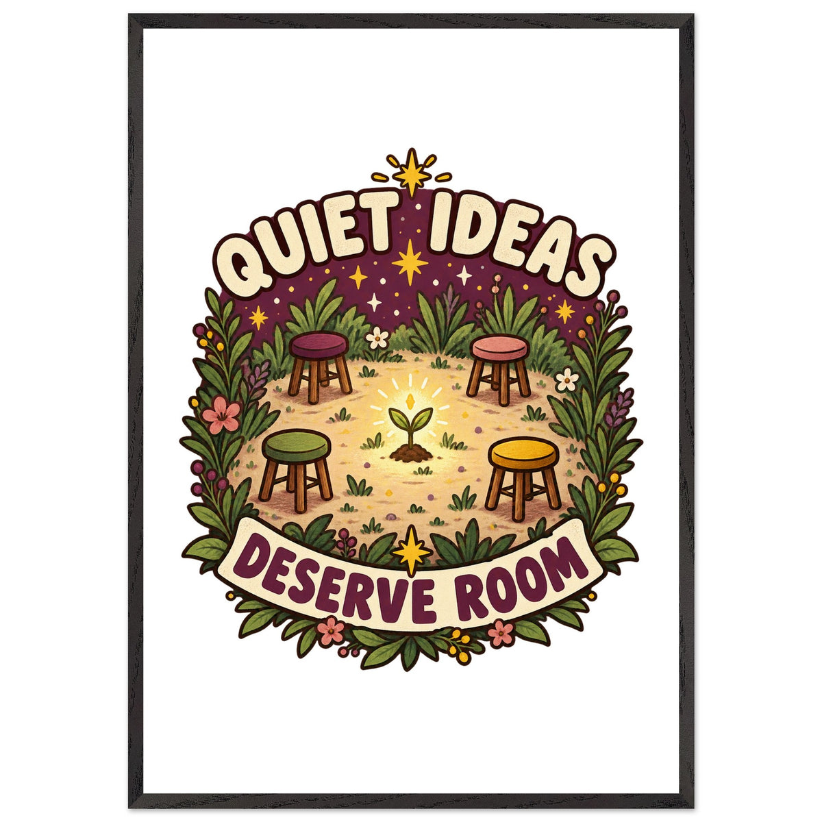 Quiet Ideas Deserve Room - 70x100 cm, Premium Wooden Framed Poster With Premium Semi-Glossy Paper, Black frame - Quip & Grain